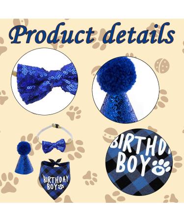 3pcs Dog Birthday Party Supplies Plaid Dog Birthday Bandana Boy Scarf And Reusable Dog Birthday Hat Bow Tie Pets Birthday Party Supplies Birthday Outfit For Cat And Dog Decoration - Buy Online on GoSupps.com