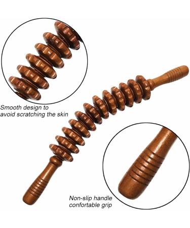 Wooden Massage Roller - Back & Body Massage Device with Handle | Ideal for Neck Legs & Back Pain Relief - Buy Online on GoSupps.com