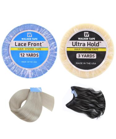 Hair Extension Tapes - Wig Tape Tape for Hair Extensions 0.8cm*3yard Hair Extension Tapes Lace Front Support Tape Roll Hair Tapes for Extensions Waterproof Wig Tape Toupee Tape(2Rolls)