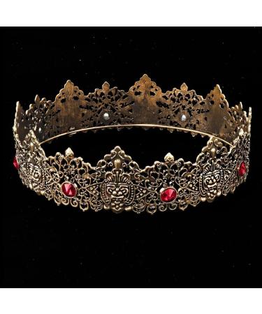 King Men Gold Tiara Crown Imperial Medieval Headband Crystal Pageant Costumes For Wedding Halloween Faire Birthday M - Buy Online on GoSupps.com