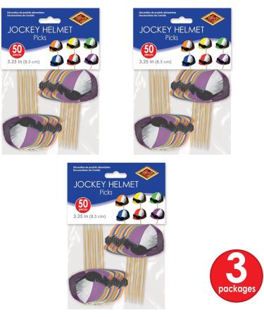 Beistle 60966 Jockey Helmet Food Party Picks 150 Piece Derby Day Decorations Sports Cupcake Toppers Paper Wood Multicolored - Buy Online on GoSupps.com