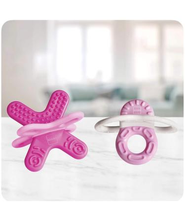 Mam Bite & Relax Set - Extra Light Pink Baby Teething Rings for Pain Relief | 2+ Months | 2 Pieces - Buy Online on GoSupps.com