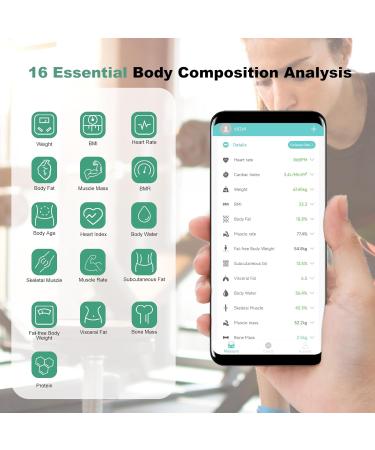 PaPksk Scale for Body Weight and Fat Digital Large Display Smart Weight Scale Bluetooth Bathroom Scale for BMI Heart Rate 16 Body Composition Analyzer with APP 400lb Rechargeable - Buy Online on GoSupps.com
