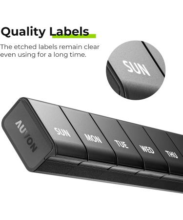 AUVON Weekly Pill Organizer Arthritis-Friendly BPA-Free Cute & Portable 7-Day Pill Box for Vitamins & Supplements Effortless Opening Design Black M (Holds 6 Fish Oils - Buy Online on GoSupps.com