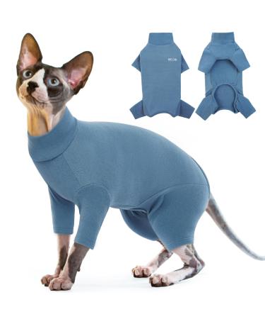 Sphynx cats clothing winter sweater warm vest cat pile suit knitting sweater jumpsuit onesia hairless cat clothing winter coat jacket four-legged (blue l) l