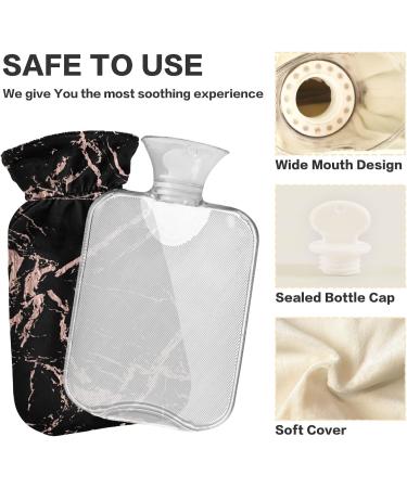 Oarencol Hot Water Bottle 2L with Black Rose Gold Marble Cover - Pain Relief & Comfort - Buy Online on GoSupps.com