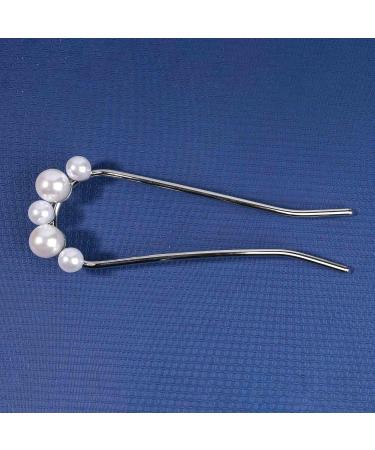 Yheakne Pearl Hair Slide - Vintage Brass Hair Clip Pin for Women & Girls | 2 Prong Silver Hair Stick & Bun Holder Accessories - Buy Online on GoSupps.com