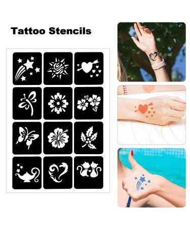 Qpout Tattoo Stencils Kit - 16 Sheets for Kids & Adults | Various Small & Big Designs - Skeleton, Spider, Owl, Flower, Butterfly, Tribal Totem | Ideal for Real Tattoos - Buy Online on GoSupps.com
