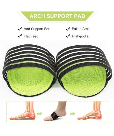 SIMDAO Arch Support 2 Pairs Arch Support Straps Compression Cushioned Plantar Fasciitis Support Relief Plantar Fasciitis Sleeves Fallen Arches Heel Spurs for Men and Women (Black Green) - Buy Online on GoSupps.com