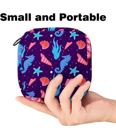 Sweet Coral Lake Horse Pattern Women's Storage Bag | Large Menstrual Cup & Period Inserts Holder with Zipper | Multicolored Tampons & Panty Liners Bag - Buy Online on GoSupps.com