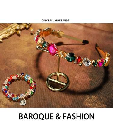 Coridy Gold Baroque Rhinestone Headband with Beaded Hair Ties - Handmade Hair Accessory for Women - Buy Online on GoSupps.com