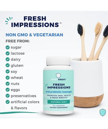 Fresh Impressions Oral Probiotic Lozenges | Chewable for Bad Breath & Gum Health | Contains Blis K12 | Mint Flavored | Sugar-Free | 30ct Pack - Buy Online on GoSupps.com