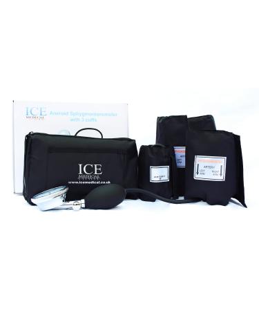 ICE Medical Aneroid Blood Pressure Monitor Kit - Sphygmomanometer 3 Cuffs Included