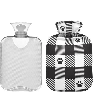 Naanle Black & White Checkered Dog Paw Heat Bottle - 1L Transparent Hot Water Bottle for Pain Relief & Cold Therapy - Ideal Hand & Feet Warmer - Buy Online on GoSupps.com