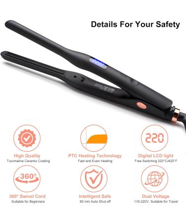 Mini Hair Straightener for Short Hair & Beard - Adjustable Temperature Flat Iron for Pixies & Tight Curls (Black) - Buy Online on GoSupps.com