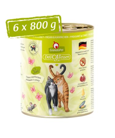Granapet Delicatessen Fasan & rabbits wet food for cats cat food for gourmets food without grain & without sugar additives 6 x 800 g Fasan & rabbit 800 g (6 Pack)