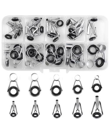 36 pieces of fishing rods guide ring fishing rod tours ceramic end ring set 9 size top ring+rod ring stainless steel fishing rod tube ring tips for repair replacement