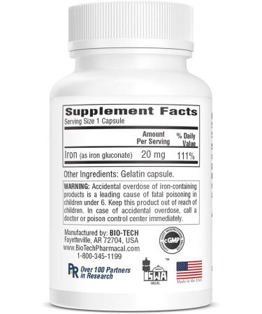 BioTech Pharmacal Fe-20 Supplement - 100 Count - Essential Iron Supplement - Buy Online on GoSupps.com