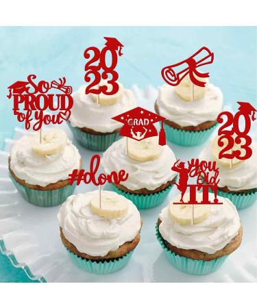 Pack of 24 Graduation Cake Decorations Graduation Cupcake Toppers Graduation Cake Decorations Cake Toppers for Graduation Parties Graduation Proms Red - Buy Online on GoSupps.com
