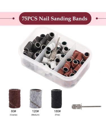 Litensh 75PCS Nail Sanding Bands & Drill Manicure Set with Box - 80/120/180 Grit Sanding Tape & 3/32 Nail Drill Bit Attachments Included - Buy Online on GoSupps.com