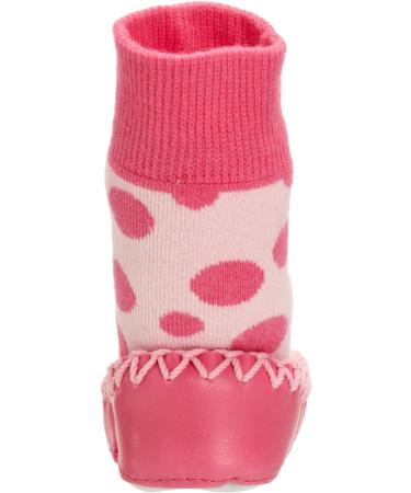 Mocc Ons Washable Leather Sole Slipper Socks (18-24 Months) - Pink Spot - Buy Online on GoSupps.com