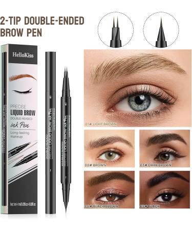 Curved Eyebrow Pen - Eyebrow Pencil Brow Pencil 2-in-1 Dual-Ended Microblading Eyebrow Pen with Micro-Fork-Tip and Precise Brush-Tip Create Natural Hair-Like Brows Long lasting brown - Buy Online on GoSupps.com