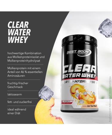 Best Body Nutrition Clear Water Whey Isolate + Hydrolysate - Ice Tea Peach | 450g | International Shipping Available - Buy Online on GoSupps.com