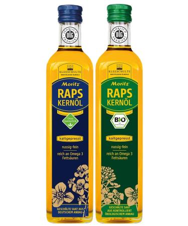 MORITZ KOMBI: Rapeseed oil classic 500ml AND ORGANIC 500ml cold-pressed virgin - Buy Online on GoSupps.com