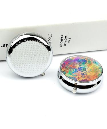 Portable 3 Compartment Pill Box - Floral Travel Pill Organizer for Purse & Pocket | Round Medicine Case - Buy Online on GoSupps.com