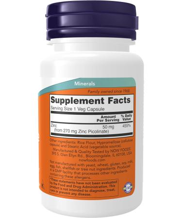 Now Foods Zinc Picolinate 50mg - 60 Capsules | High Quality Zinc Supplement - Buy Online on GoSupps.com