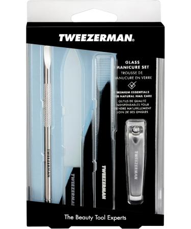 Tweezerman 4pce Glass Manicure Set - Professional Nail Kit for The Perfect Nails Includes Glass Nail File & Buffer Nail Clippers Pusher Suitable for Women Men & Teenagers - Buy Online on GoSupps.com