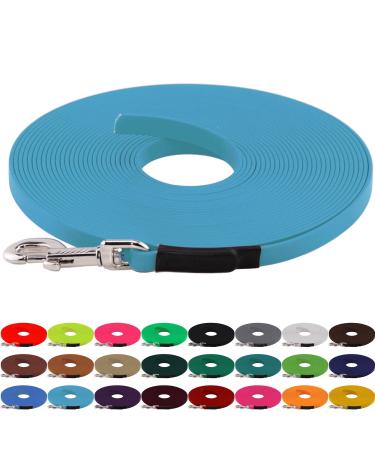 LENNIE BioThane tracking leash 13mm dogs 15-25kg 1m long without hand loop cyan/turquoise sewn 1 m cyan/turquoise