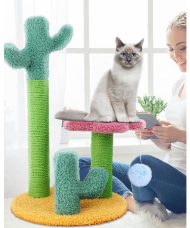 TNELTUEB Cat Scratching Post - Sisal Cactus Cat Scratcher with 3 Height Poles and Hanging Ball - Interactive Toy for Indoor Climbing and Playing - Gift for Large Cats - Buy Online on GoSupps.com