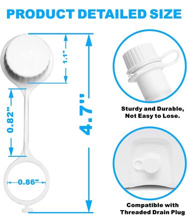 Set of 2 White Threaded Drain Plug Caps with Tether for Igloo Cooler - Replacement Parts - Buy Online on GoSupps.com