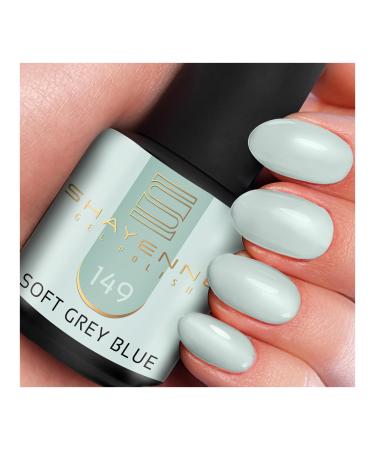 Shayenne Made in Germany Shellac Gel Nail Polish 15 ml for UV LED Lamp | 149 Soft Grey Blue Grey Blue | Gel Nail Polish for UV Nail Lamp | LED Nail Polish Gel Polish Nail Gel