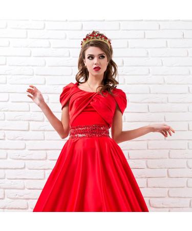 Girl Tiara Red Headband Women Tiaras and Crowns for Women Fake Rose Crown Red Tiara Rose Rhinestone Headband Girls Headbands Rose Rhinestone Crown Bride Crystal Bar Mitzvah - Buy Online on GoSupps.com