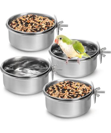 Okllen 4 Pack Bird Feeding Dish Cups Detachable Stainless Steel Bird Food Bowls with Clamp Bird Cage Feeder Hanging Pet Bowl for Chinchilla Parrot Cockatiel Conure Budgies Parakeet Small Animal - Buy Online on GoSupps.com