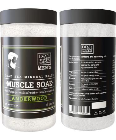 Dead Sea Collection Muscle Recovery Bath Salts for Men - Soothing Amber Wood Mineral Salt Soak - 34.2 OZ for Healing and Relaxation - Buy Online on GoSupps.com