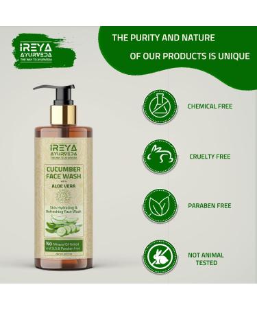 Cucumber Face Wash 200ml with Aloe Vera Face Wash for men and women Made With Cucumber extract & Aloe vera gel.Pure Vegan Natural Cruelty Free by Ireya Ayurveda - Buy Online on GoSupps.com