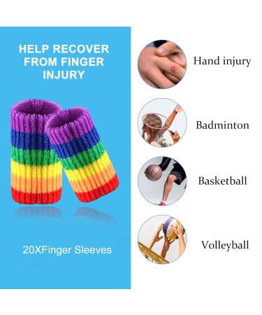 Ednyzakrn Finger Protection - 20 Stretchy Finger Bandages for Injury Relief | Arthritis & Swelling Support | Basketball Finger Covers - Rainbow Size Options - Buy Online on GoSupps.com