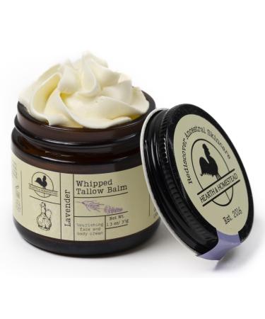 Hearth and Homestead: Handmade Whipped Tallow Balm Organic Moisturizer Body Butter with Infused Olive Oil for Eczema Rosacea Baby (Lavender)