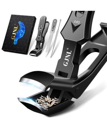 2024 Upgrade Angled Head Nail Clippers for Seniors Ergonomic Toenail Clipper for Thick Nails Premium Steel Toe Nails Clippers with Catcher for Men Black Nail Clippers