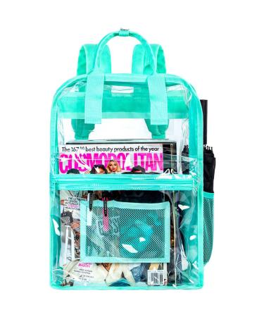 FTJCF Clear Backpack Stadium Approved Transparent Bookbag Heavy Duty PVC See Through Backpack - Green
