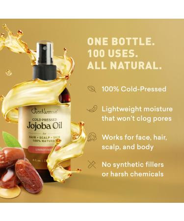 Just Nutritive Cold-Pressed Jojoba Oil 100% Pure for Face, Hair, Beard & Scalp Lightweight, Fast-Absorbing Moisturizer for Dry Skin, Acne & Wrinkles Hexane-Free & Non-Greasy Carrier Oil - Buy Online on GoSupps.com