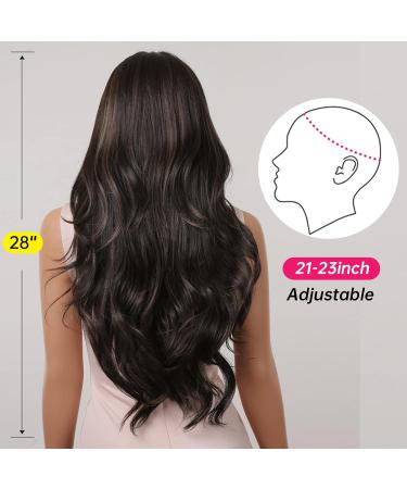 Shop Natural Wavy Brown Wigs for Black Women | Long Curly Heat-Resistant Synthetic Wigs with Highlights - Buy Online on GoSupps.com