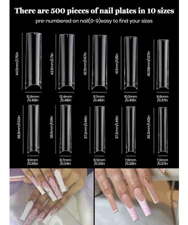 Ebanku 500 Pieces Extra Long Clear Nail Tips - C-Curve Free 10 Sizes with Case & 4 Nail Art Tools for Women & Girls - Perfect for Nail Studios - Buy Online on GoSupps.com