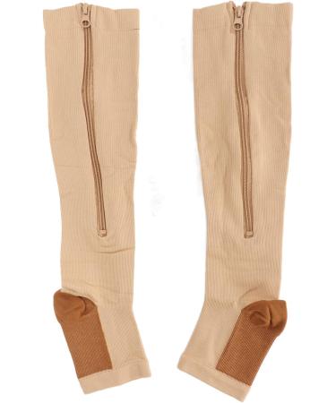Compression Calf Stockings with Open Toe - 2 Pack Breathable & Elastic Zipper Design for Injury Relief - S/M Size - Buy Online on GoSupps.com