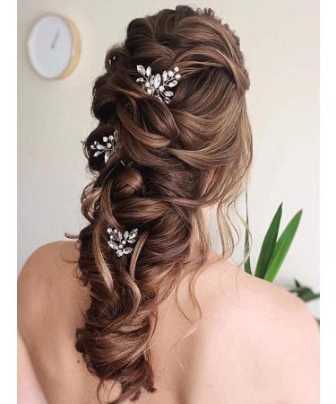 Jakawin Crystal Bride Wedding Hair Pins - Silver Bridal Flower Hair Accessories for Women - HP130 - Buy Online on GoSupps.com
