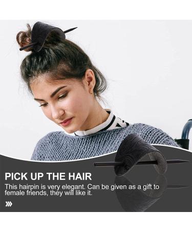 Leather Hair Barrette with Stick Faux Leather Hair Barrettes Stick Hair Clip Hair Stick Ponytail Hair Pin for Women Long Hair Leather Hair Accessories Sritob Black - Buy Online on GoSupps.com