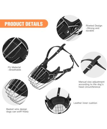Yinrikom Dog Muzzle - Breathable Metal Basket for Large & Medium Dogs | Adjustable Leather Line | Optimal Comfort & Control - Ryltd Brand - Buy Online on GoSupps.com